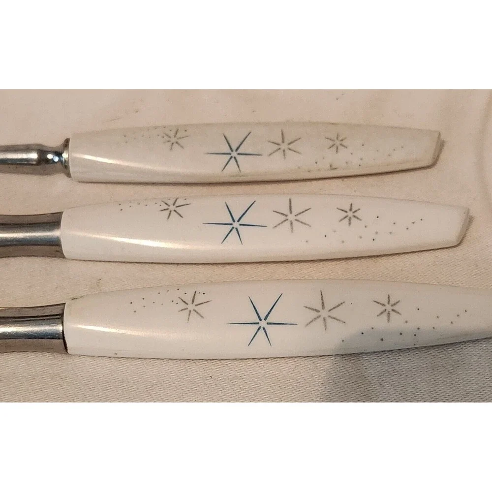 Mode Danish Carving Knife Fork Set Sheffield England- Atomic‎ Starburst, Vintage